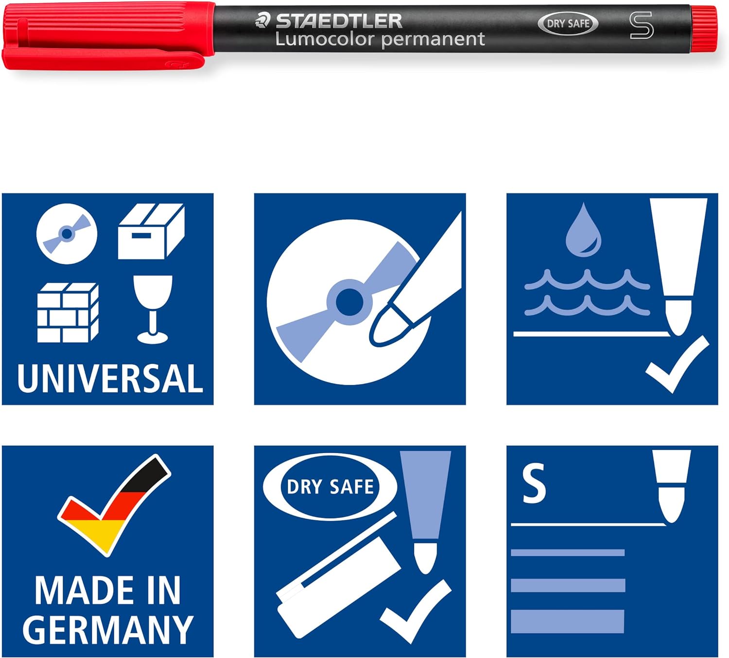 STAEDTLER 313 WP8 Lumocolor Permanent Pen, Superfine Line Width, 0.4mm - Assorted Colours (Pack of 8