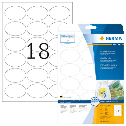 Herma Special - Etiquetas multiuso (63.5 x 42.3 mm, 450 unidades), blanco