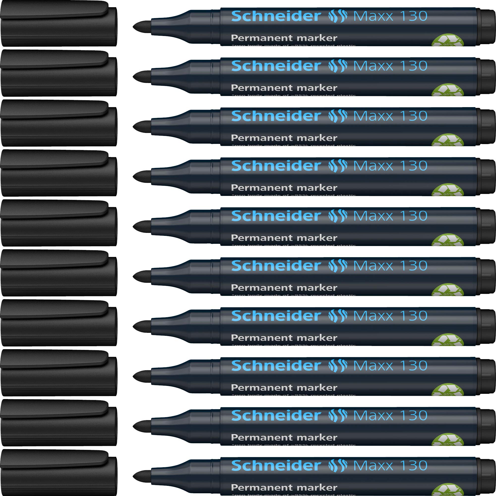 Schneider 130 Bullet Tip Permanent Marker - Black (Pack of 10