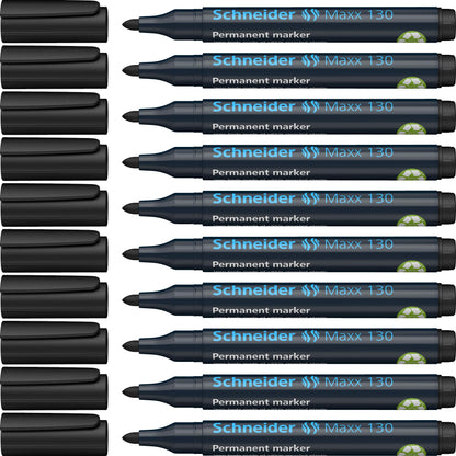 Schneider 130 Bullet Tip Permanent Marker - Black (Pack of 10