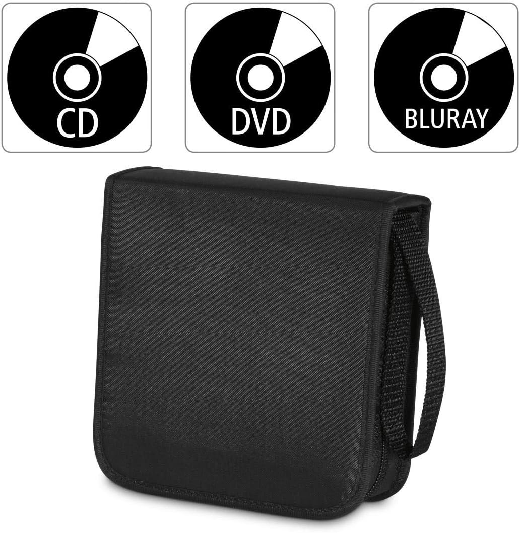 Hama CD Wallet for 40 Discs, CD/DVD/Blu-ray (folder for storage, space-saving for the office, car and at home), Black (Pack of 2
