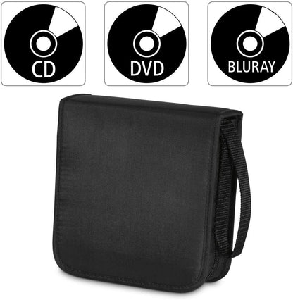 Hama CD Wallet for 40 Discs, CD/DVD/Blu-ray (folder for storage, space-saving for the office, car and at home), Black (Pack of 2