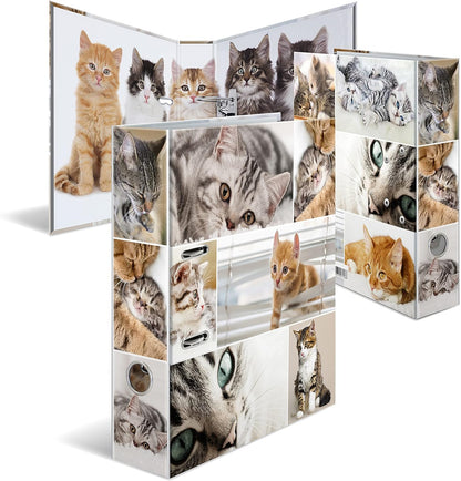 HERMA Lever Arch File Animals with Cats Motif, A4, 70 mm Spine, with Inner Print, 1 Folder