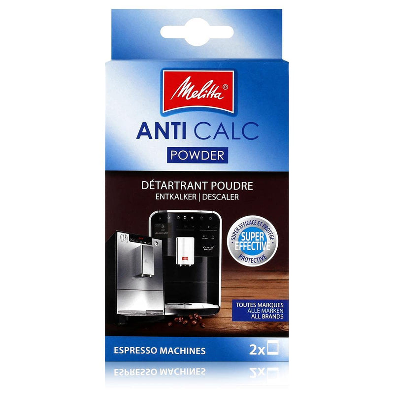Melitta 178582 Entkalker Kaffeevollautomaten Anti Calc Espresso 2 Pulver Beutel je 40g (2x 40g), Verpackung kann variieren