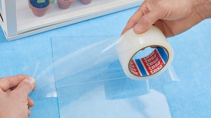tesa extra Power Transparent Adhesive Tape - Waterproof Duct Tape for Repairing Cracked Glass or Plastics - 10 m x 50 mm - Transparent