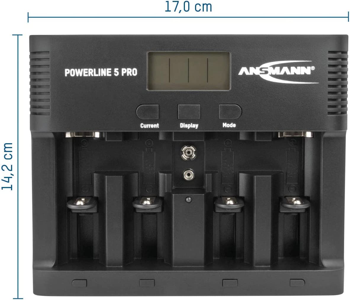ANSMANN Battery charger for 1-4 AA, AAA, C or D + 1 x 9 V block batteries - NiMH battery charger with 4 charging programs: charging/discharging/testing/refreshing/safety shutdown for safe use