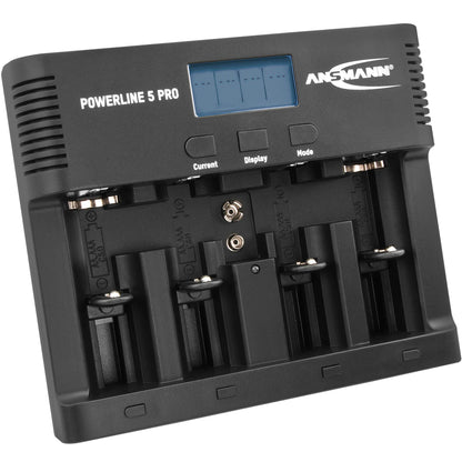 ANSMANN Battery charger for 1-4 AA, AAA, C or D + 1 x 9 V block batteries - NiMH battery charger with 4 charging programs: charging/discharging/testing/refreshing/safety shutdown for safe use