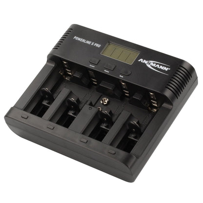 ANSMANN Battery charger for 1-4 AA, AAA, C or D + 1 x 9 V block batteries - NiMH battery charger with 4 charging programs: charging/discharging/testing/refreshing/safety shutdown for safe use