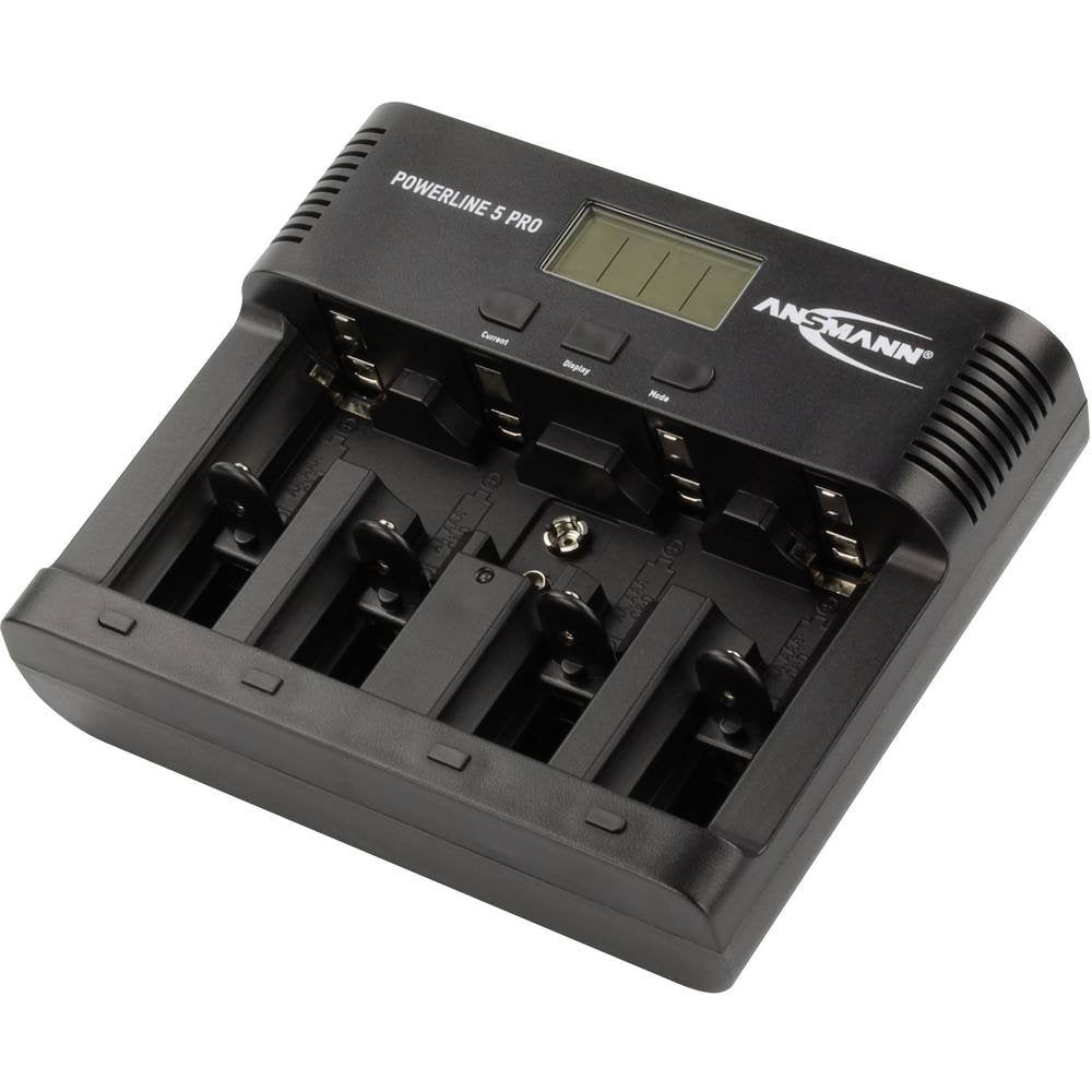 ANSMANN Battery charger for 1-4 AA, AAA, C or D + 1 x 9 V block batteries - NiMH battery charger with 4 charging programs: charging/discharging/testing/refreshing/safety shutdown for safe use