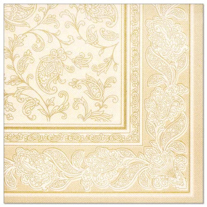 Papstar 11681 50 Serviettes ROYAL Collection 1/4 Fold 40 x 40 cm, Ornaments, Champagne