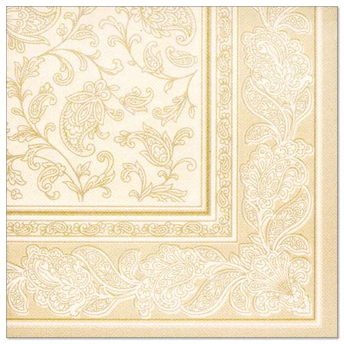 Papstar 11681 50 Serviettes ROYAL Collection 1/4 Fold 40 x 40 cm, Ornaments, Champagne
