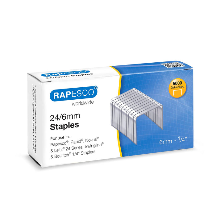 Rapesco S24602Z3 24/6 mm Galvanised Staples, Box of 5000