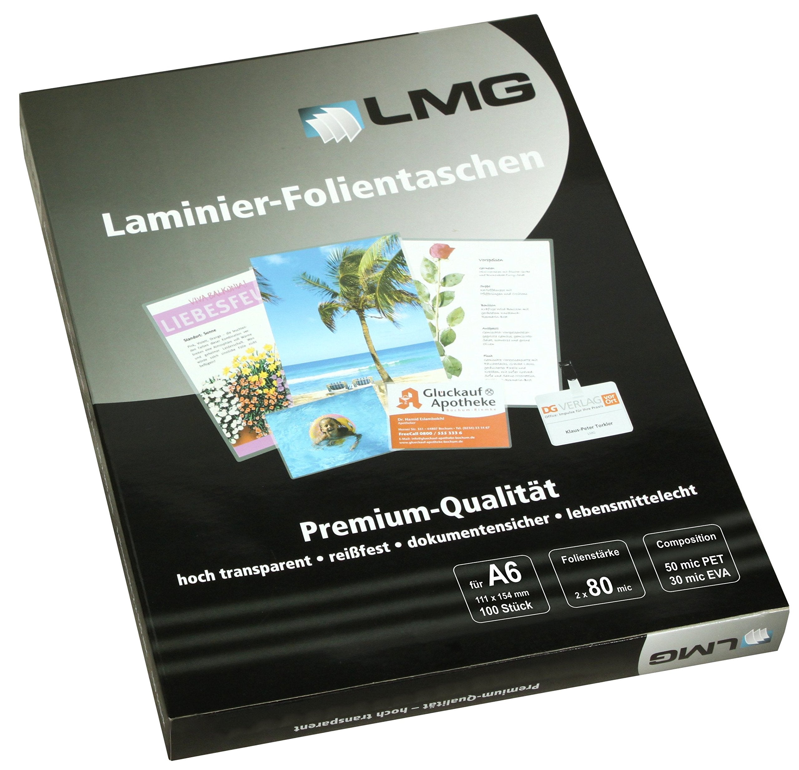 LMG lmga6 – 80 plastificar A6, 111 x 154 mm, 2 x 80 micras, 100 unidades