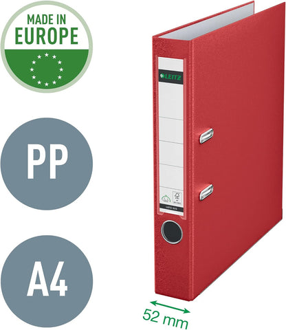 Leitz Lever Arch File, Red, A4, 50mm Width, Plastic, 10155025