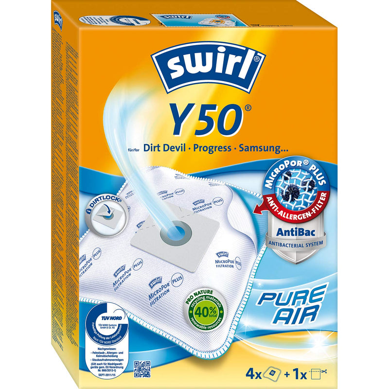 swirl Vacuum Cleaner Bag. Y 50 MP Plus Green, Acrylic, 4er Pack 4er Pack Y 50 - For Dirt Devil, Progress and Samsung vacuum cleaners