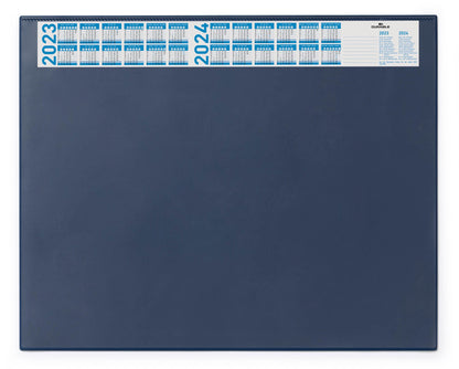 Durable Desk Mat with Annual Calendar Dark Blue | 65 x 52 cm | Pack of 1 | Anti-Glare Transparent Overlay Included | Ideal for Offices and Home Offices