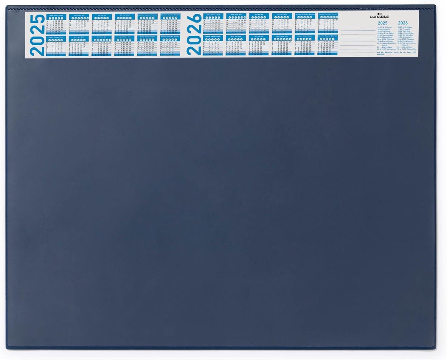 Durable Desk Mat with Annual Calendar Dark Blue | 65 x 52 cm | Pack of 1 | Anti-Glare Transparent Overlay Included | Ideal for Offices and Home Offices