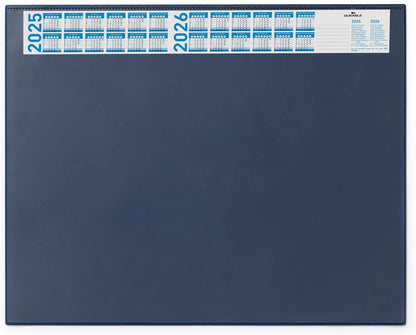 Durable Desk Mat with Annual Calendar Dark Blue | 65 x 52 cm | Pack of 1 | Anti-Glare Transparent Overlay Included | Ideal for Offices and Home Offices