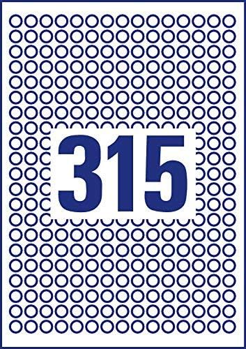 Avery Zweckform L6019REV-25 Removable Labels Round for Numbering or as Inscribable Marking Points, Diameter 10 mm 25 Sheets
