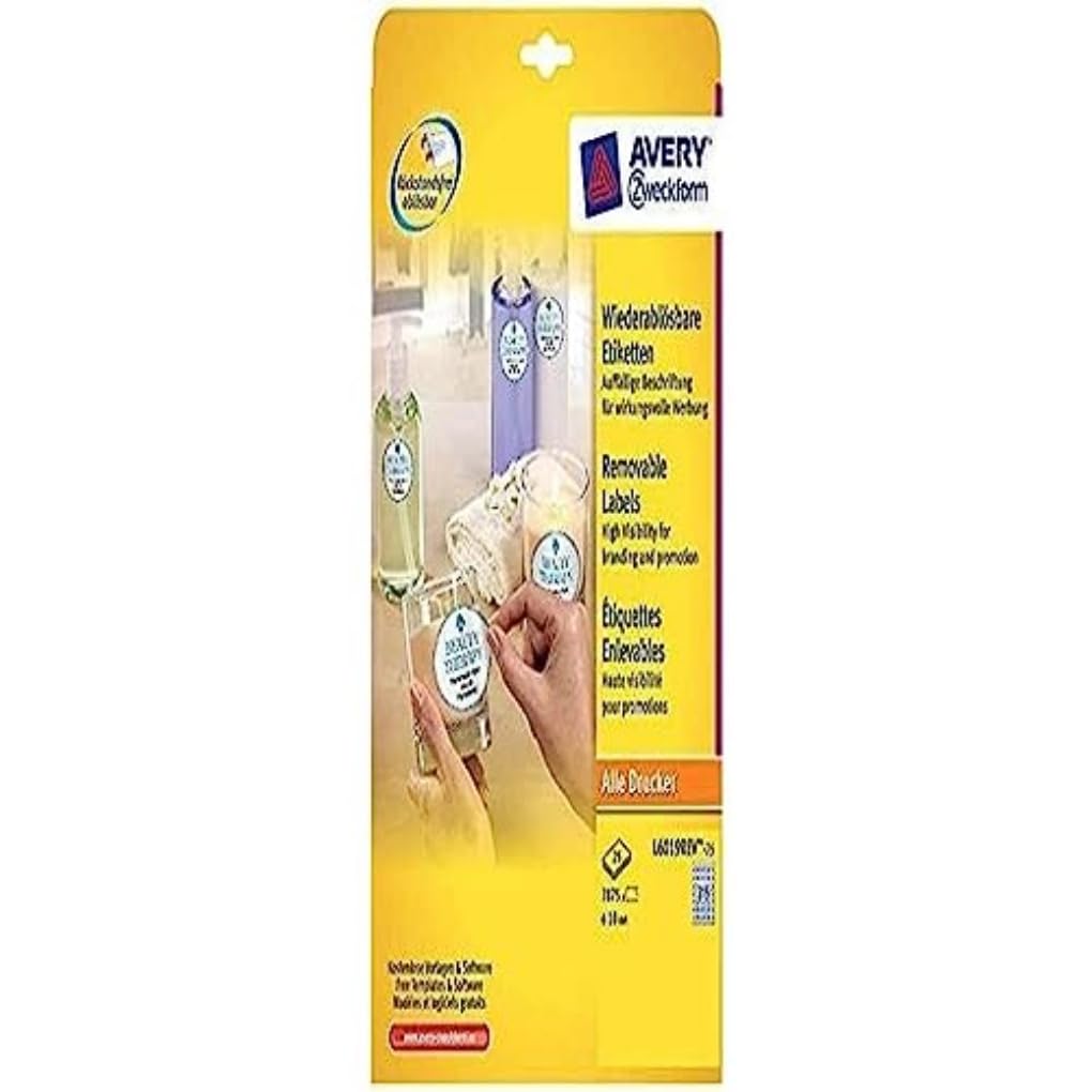 Avery Zweckform L6019REV-25 Removable Labels Round for Numbering or as Inscribable Marking Points, Diameter 10 mm 25 Sheets