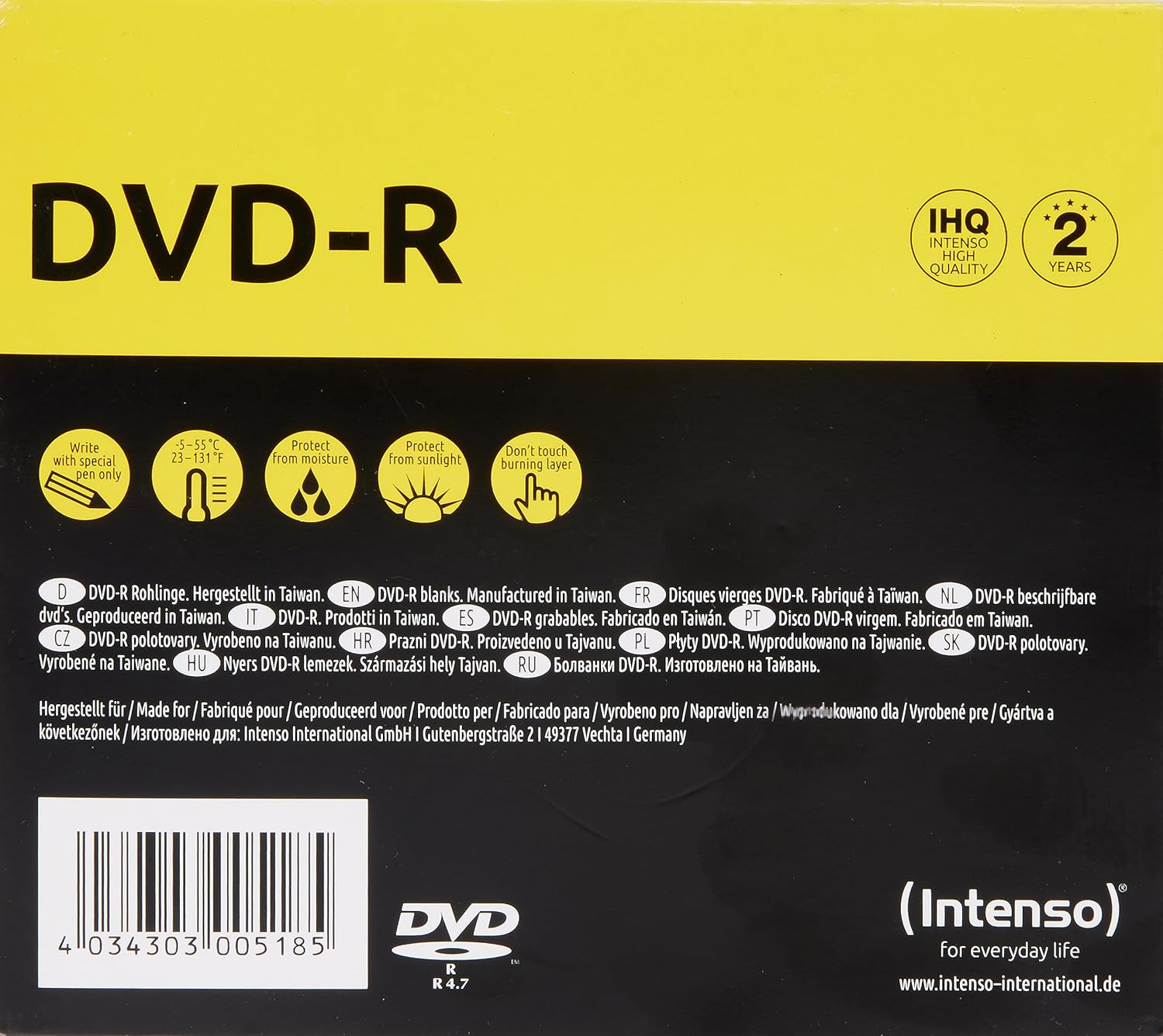 Intenso DVD-R 4.7 GB 16X Speed Single Layer Recordable DVD Media Slim Jewel Case (Pack of 10)