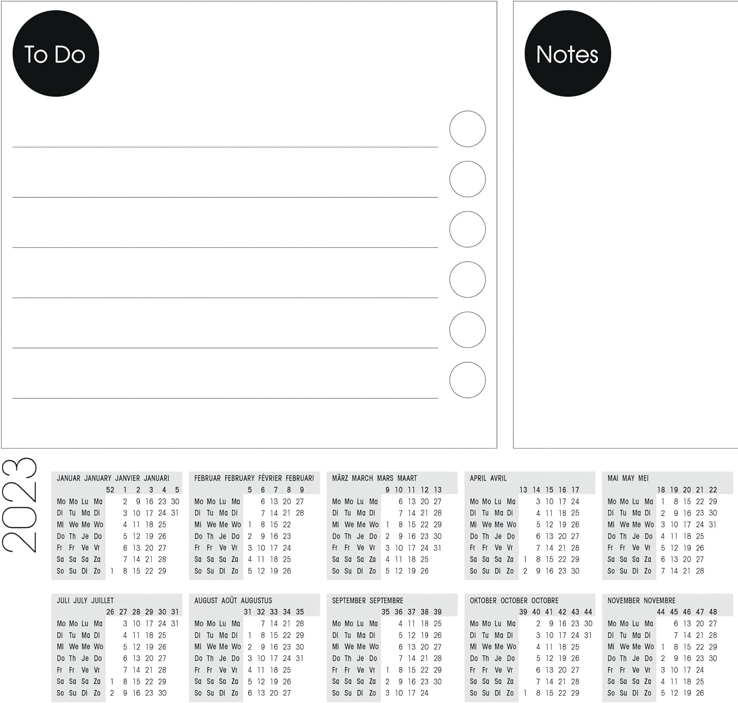SIGEL HO506 Paper Desk Pad, with 2-year calendar, 42 x 29.7 cm, design BlackandWhite, 80gsm, 30 sheets