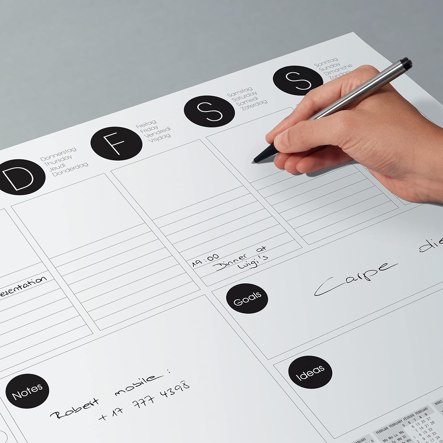 SIGEL HO506 Paper Desk Pad, with 2-year calendar, 42 x 29.7 cm, design BlackandWhite, 80gsm, 30 sheets