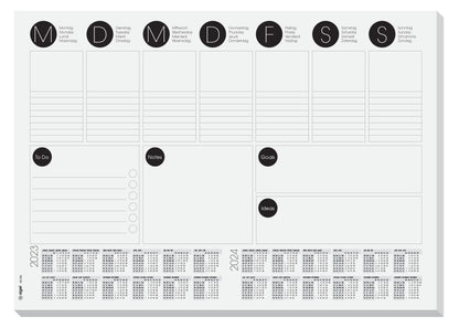 SIGEL HO506 Paper Desk Pad, with 2-year calendar, 42 x 29.7 cm, design BlackandWhite, 80gsm, 30 sheets