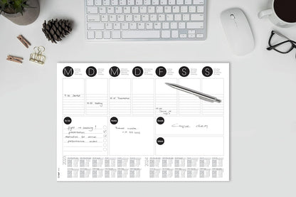 SIGEL HO506 Paper Desk Pad, with 2-year calendar, 42 x 29.7 cm, design BlackandWhite, 80gsm, 30 sheets