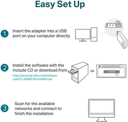 TP-LINK TL-WN821N 300Mbps Wireless N USB Adapter