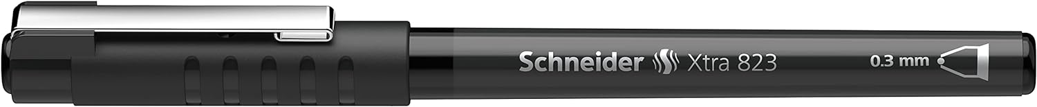 Schneider XTRA 823 Ink Roller Pen with Stainless Steel Conical Tip 0.3 mm Black Pack of 10
