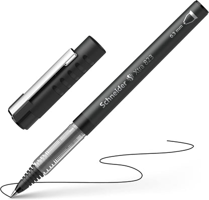 Schneider XTRA 823 Ink Roller Pen with Stainless Steel Conical Tip 0.3 mm Black Pack of 10