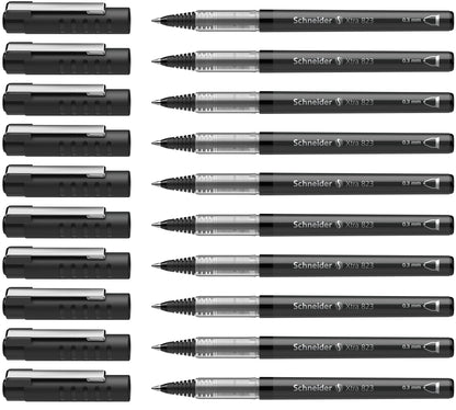 Schneider XTRA 823 Ink Roller Pen with Stainless Steel Conical Tip 0.3 mm Black Pack of 10