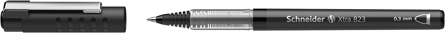 Schneider XTRA 823 Ink Roller Pen with Stainless Steel Conical Tip 0.3 mm Black Pack of 10