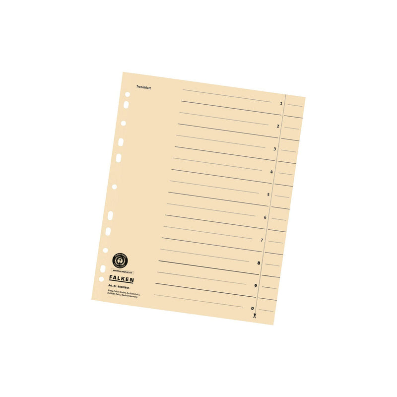 Original Falken 100 pack of dividers. Made in Germany. Made of recycled cardboard for DIN A4 light chamois dividers dividers folders index calendars Blue Angel