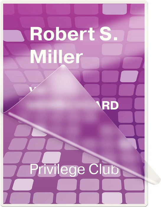 Leitz 33810 Laminating Pouches Made of 125 Micron Thick Material (Transparent, Glossy, Credit Card) - Pack of 100