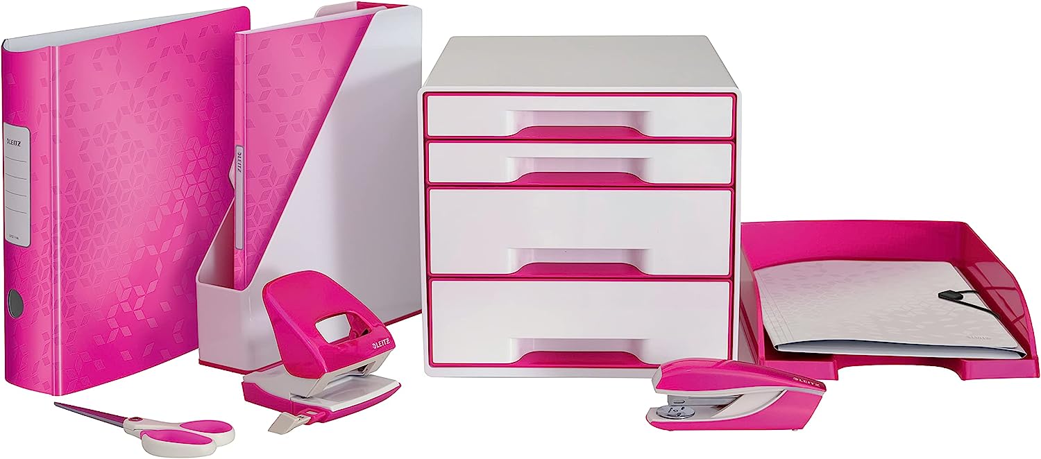 Leitz 39710023 A4 Clipboard, Rigid Plastic, Wow Range, Metallic Pink
