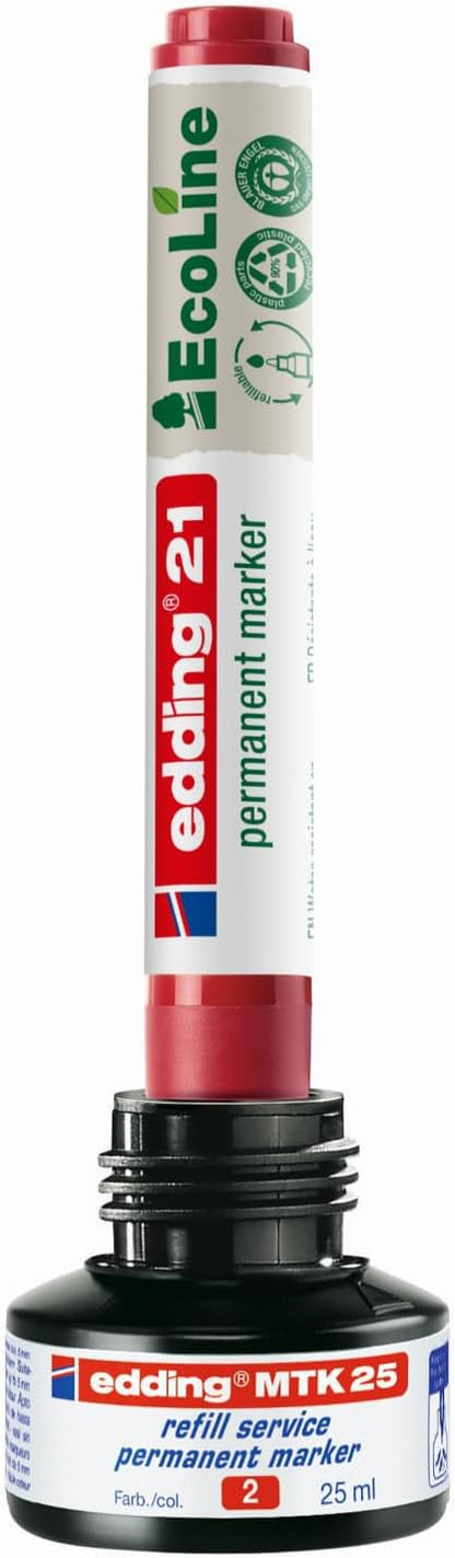 edding 21 Ecoline permanent marker - black - box of 10 - round tip 1.5-3 mm - waterproof, quick-drying, smear-proof pens - for cardboard, plastic, glass, wood, metal and fabric - refillable