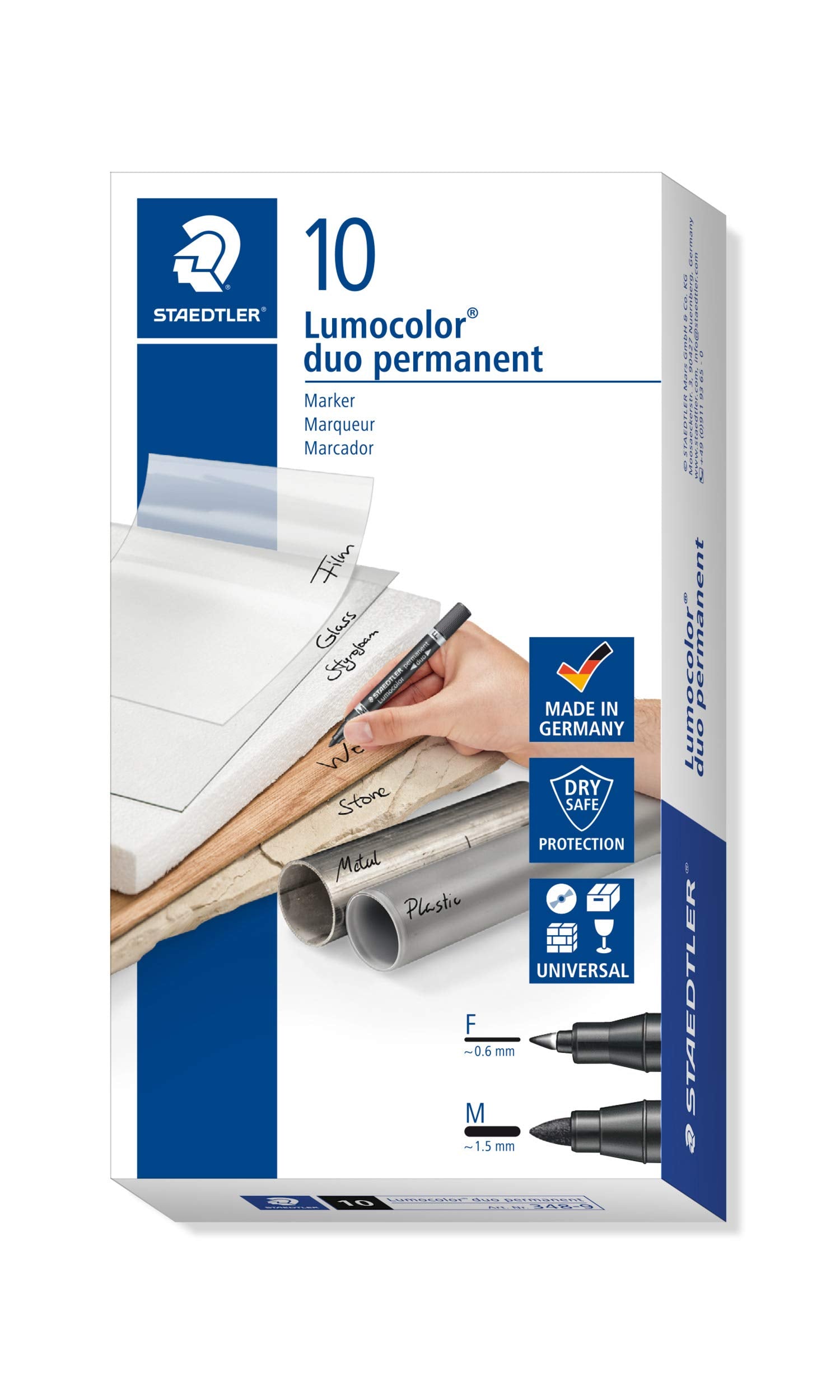 STAEDTLER Lumocolor 348-9 Zweispitzmarker permanent, 10 Stück