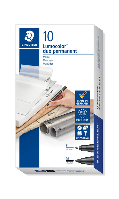 STAEDTLER Lumocolor 348-9 Zweispitzmarker permanent, 10 Stück