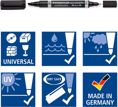 STAEDTLER Lumocolor 348-9 Zweispitzmarker permanent, 10 Stück