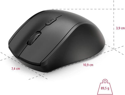 Hama Ergonimc Left Handed Wireless Mouse, Left-handed mouse without cable, wireless radio mouse, USB receiver, vertical, 800-1600 dpi, 3 buttons including browser buttons, 2.4 GHz) black