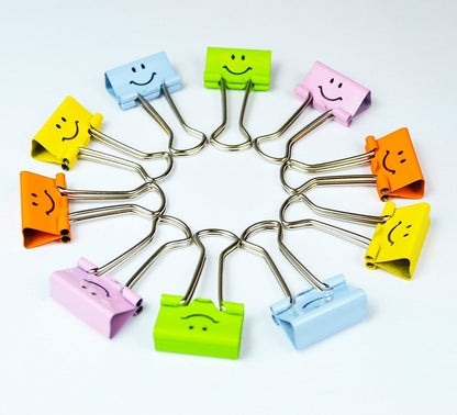 Rapesco 1428 19mm Smile Foldback Clips, Assorted Colours, Pack of 80