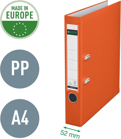 Esselte Leitz 10155045 A4 Quality File 180° with Slotted Cover Plastic Narrow Orange