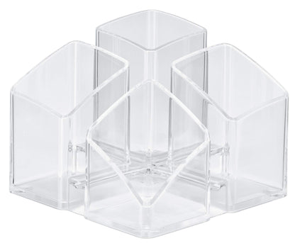 HAN 17450-23, Scala Desk Tidy. Exclusive Design Meets Function: Elegant, Glossy and Expandable. with 4 compartments und Card Holder, Transparent Crystal-Clear
