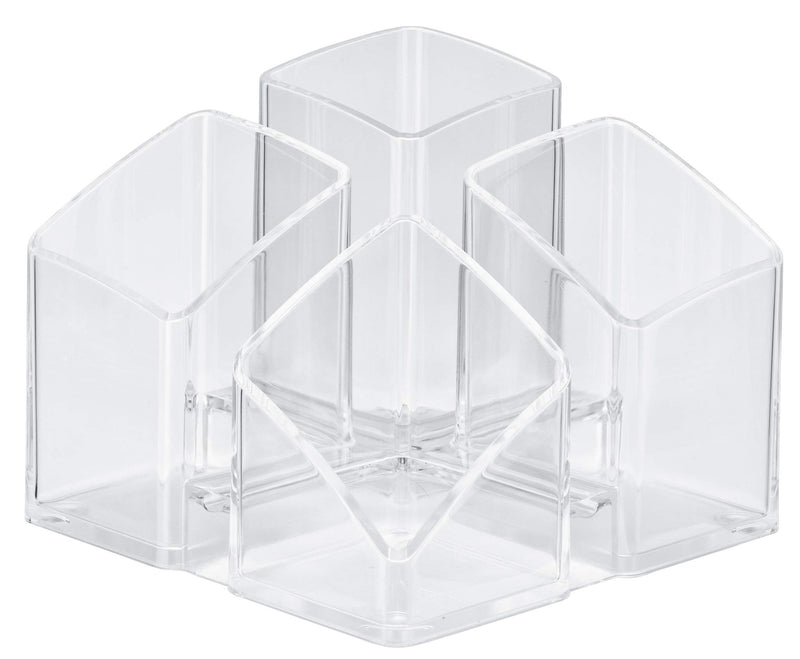 HAN 17450-23, Scala Desk Tidy. Exclusive Design Meets Function: Elegant, Glossy and Expandable. with 4 compartments und Card Holder, Transparent Crystal-Clear