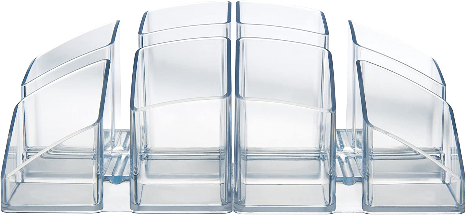 HAN 17450-23, Scala Desk Tidy. Exclusive Design Meets Function: Elegant, Glossy and Expandable. with 4 compartments und Card Holder, Transparent Crystal-Clear