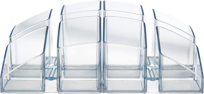 HAN 17450-23, Scala Desk Tidy. Exclusive Design Meets Function: Elegant, Glossy and Expandable. with 4 compartments und Card Holder, Transparent Crystal-Clear
