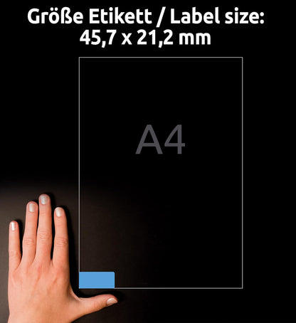 AVERY Zweckform L6039-20 Blaue Etiketten (960 Aufkleber, 45,7x21,2mm auf A4, wieder rückstandsfrei ablösbar, selbstklebende Farbetiketten, Papier matt, bedruckbare, farbige Klebeetiketten) 20 Blatt