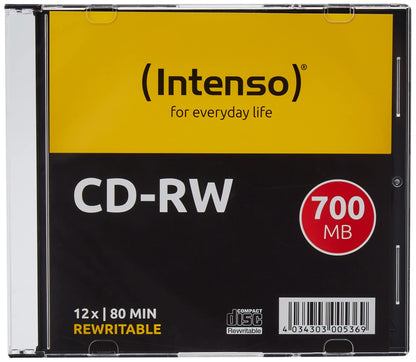 Intenso CD-R 80-Minute 700 Mb 12X Speed Re-Writable CD Media Slim Jewel Case (Pack of 10)